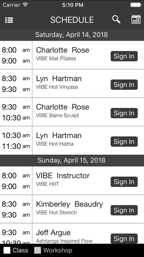 Ảnh chụp màn hình của Vibe Yoga