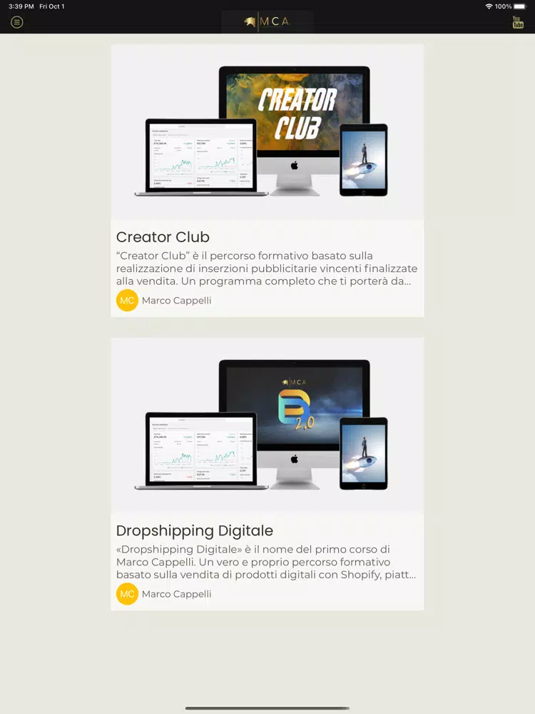 Tangkapan layar MCA - Marco Cappelli Agency iPad 