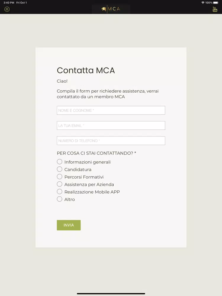 Tangkapan layar MCA - Marco Cappelli Agency iPad 