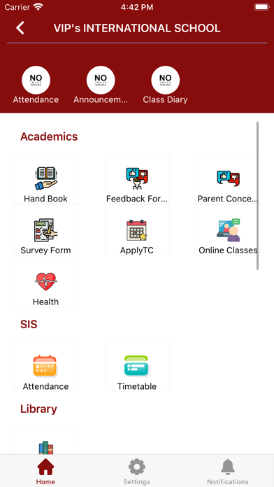 VIP's Parent Portal Screenshots