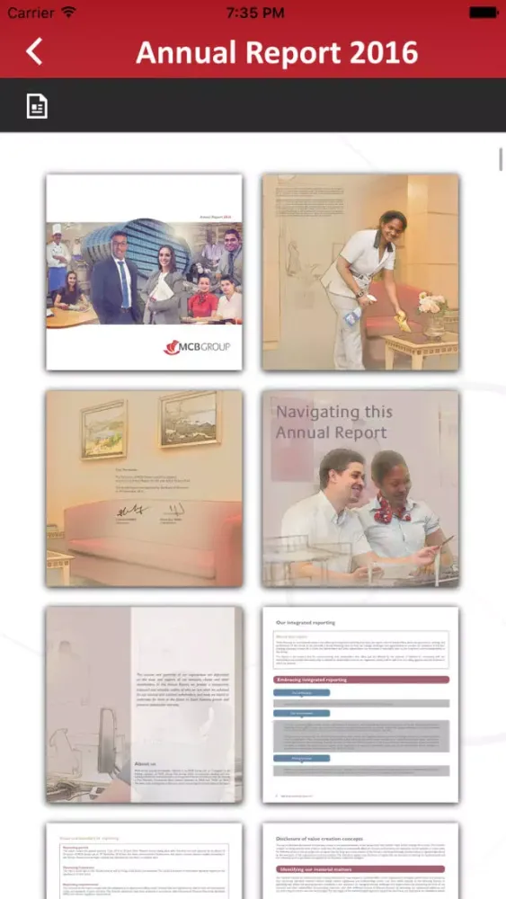 Capturas de pantalla de MCB Annual Report 2016