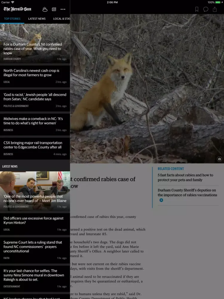ภาพหน้าจอของ Durham Herald Sun iPad 