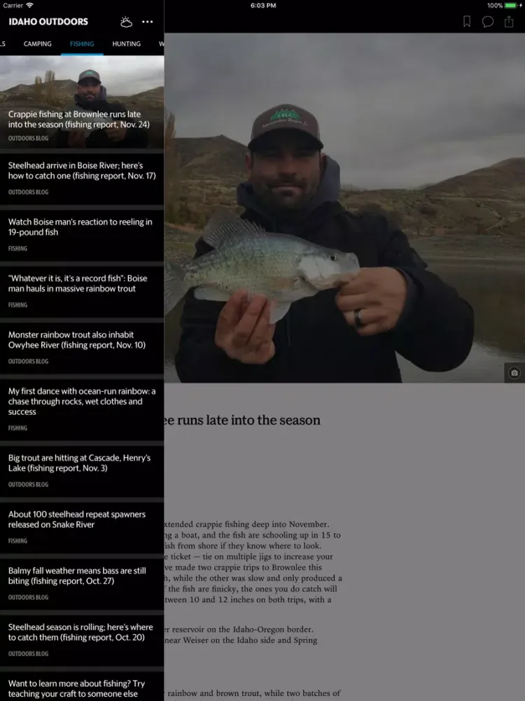 Capturas de pantalla de Idaho Outdoors iPad 