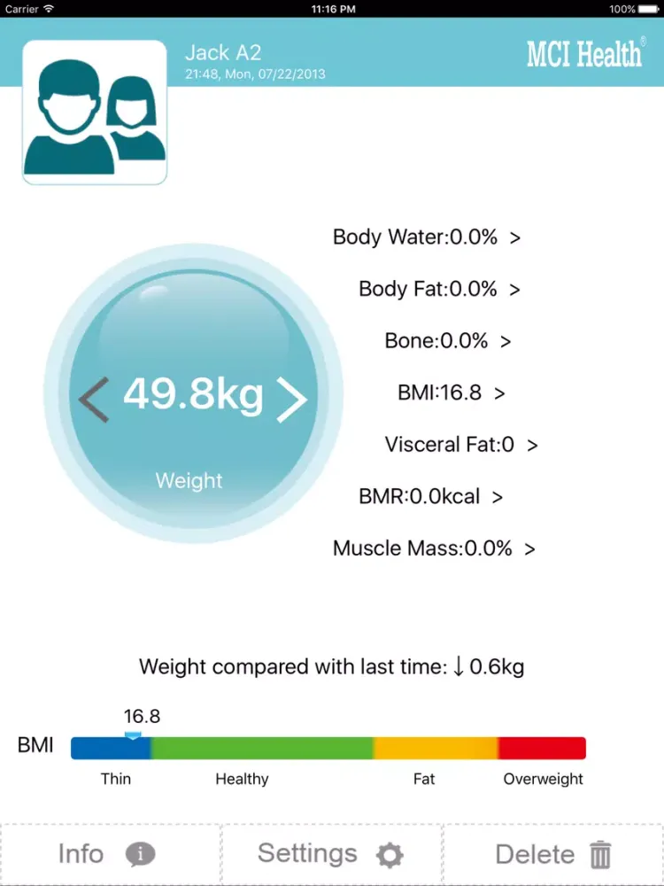 Capturas de tela do MCI Health iPad 