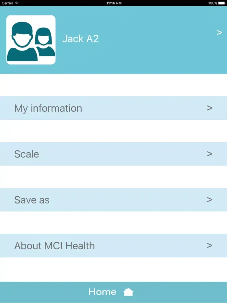 Capturas de tela do MCI Health iPad 