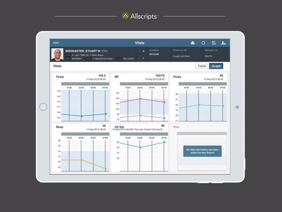 Ảnh chụp màn hình của Paragon Clinician Mobile iPad 
