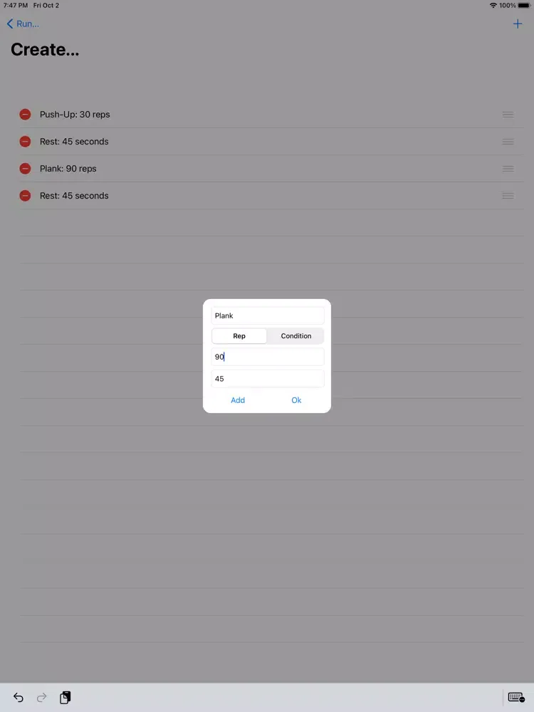 ภาพหน้าจอของ Exercise Creator: Fitness iPad 