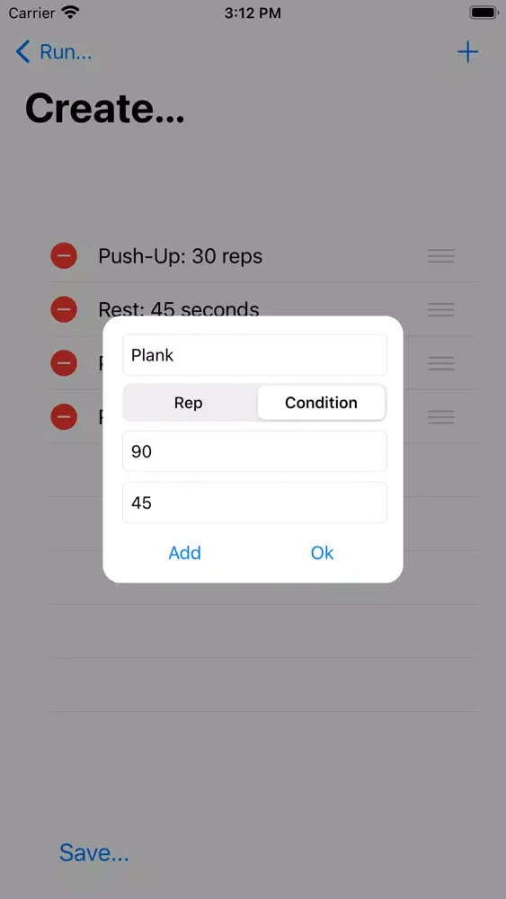ภาพหน้าจอของ Exercise Creator: Fitness