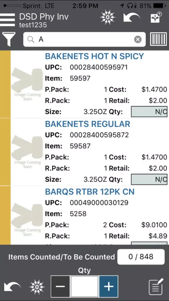 McLane DSD Physical Inventory Screenshots