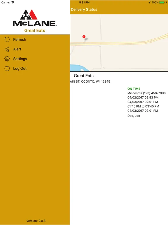 McLane Delivery Tracker iPad  স্ক্রিনশট