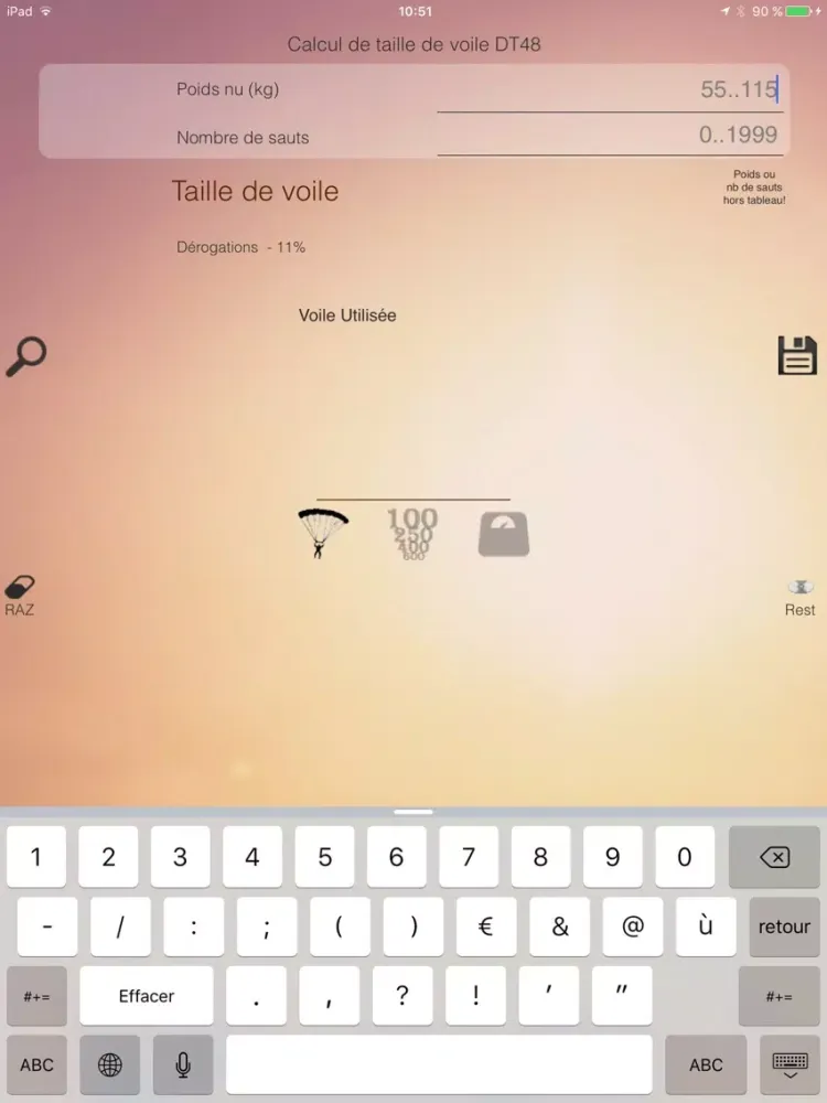 Zrzuty ekranu Calcul DT48 (ex DT46 basé sur FFP) iPad 