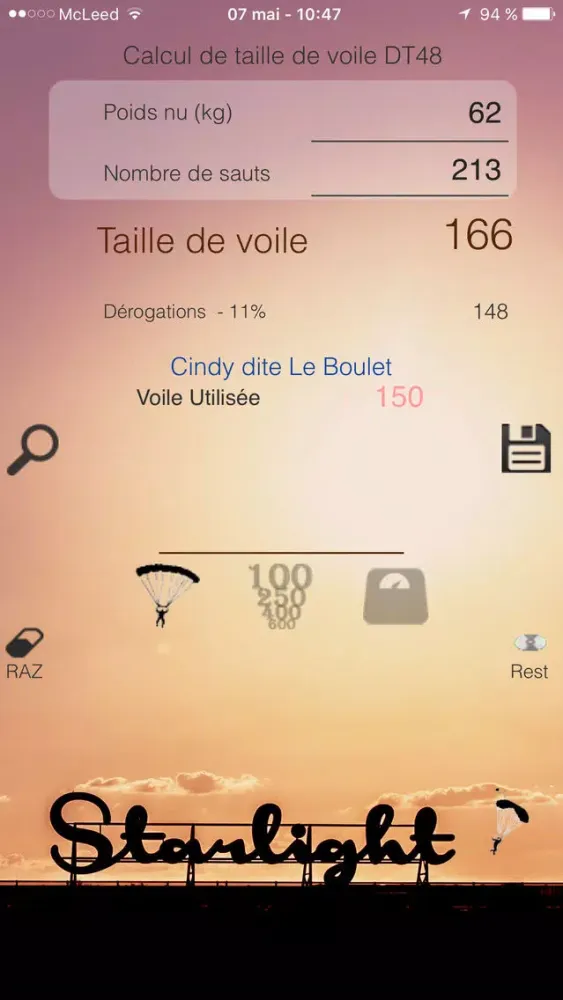 Zrzuty ekranu Calcul DT48 (ex DT46 basé sur FFP)