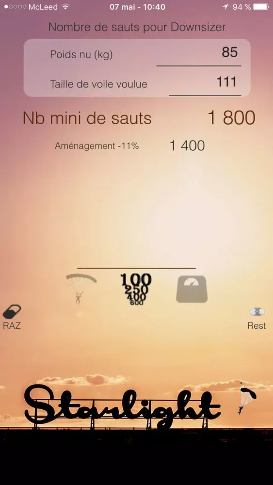 Zrzuty ekranu Calcul DT48 (ex DT46 basé sur FFP)
