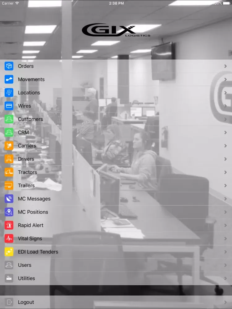 Tangkapan layar GIX Logistics Inc. iPad 