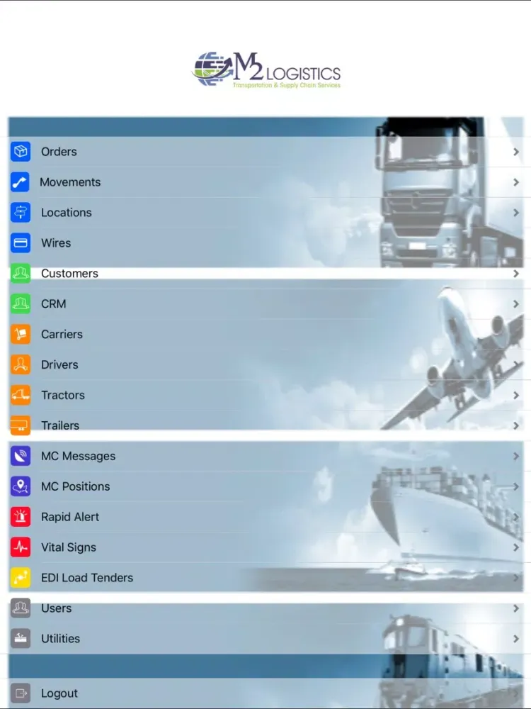 ภาพหน้าจอของ M2 Logistics, Inc. iPad 