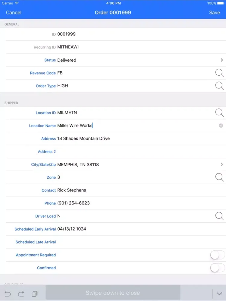 ภาพหน้าจอของ M2 Logistics, Inc. iPad 