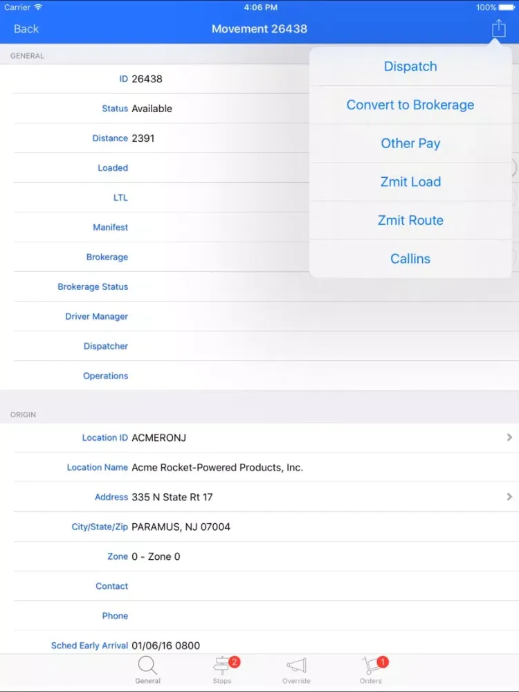 ภาพหน้าจอของ M2 Logistics, Inc. iPad 