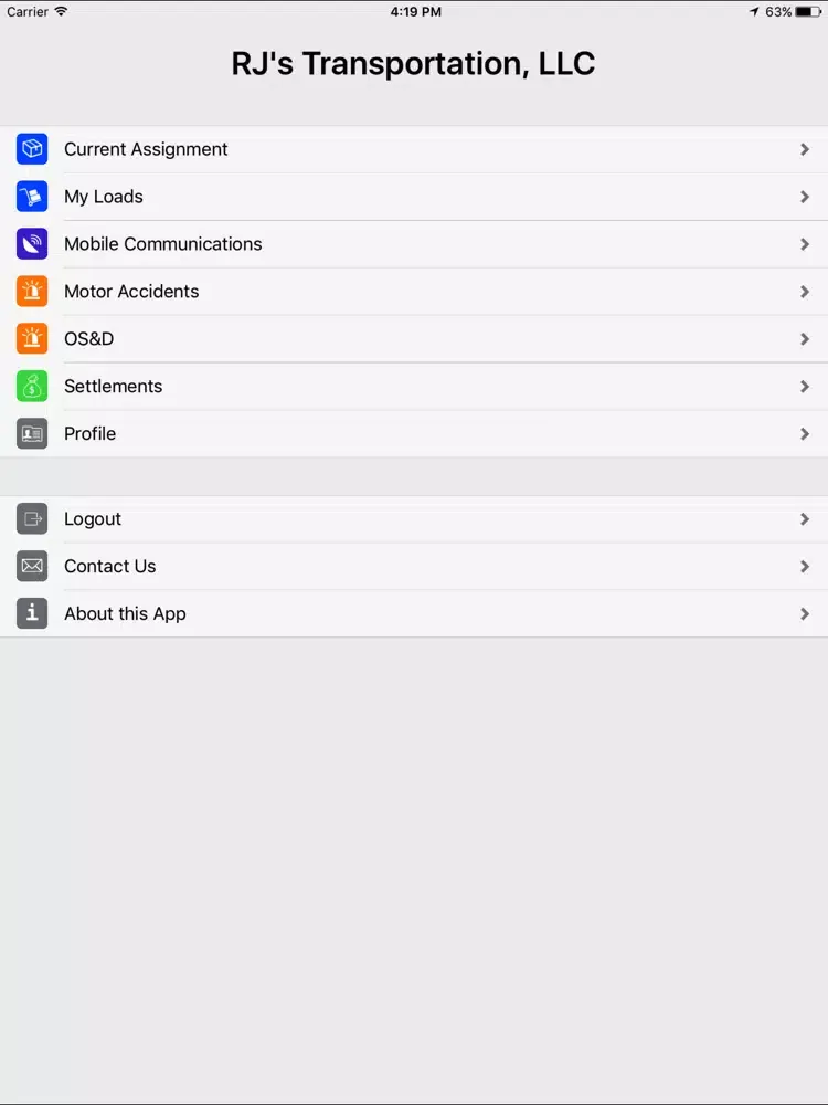 RJ's Transportation, LLC iPad  स्क्रीनशॉट