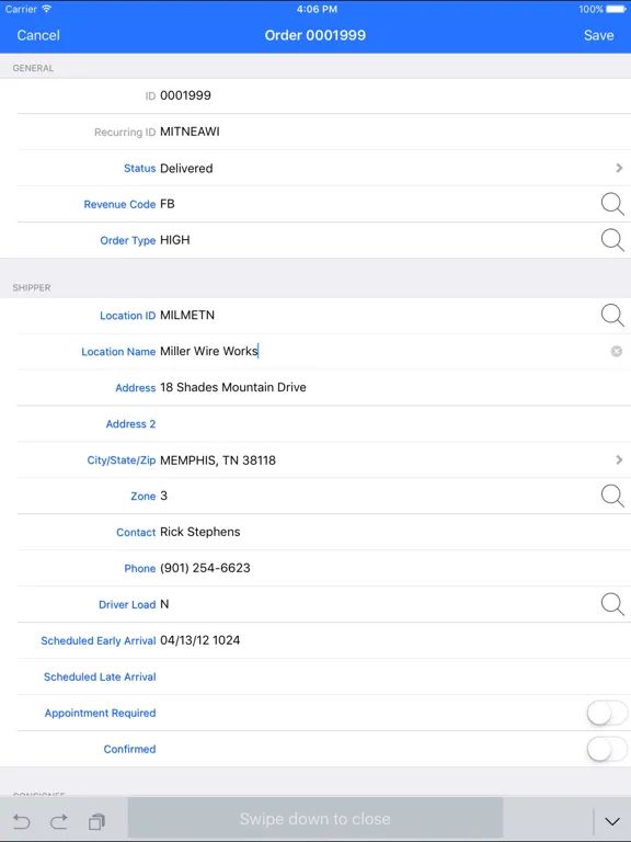 Zrzuty ekranu Swift Logistics Anywhere iPad