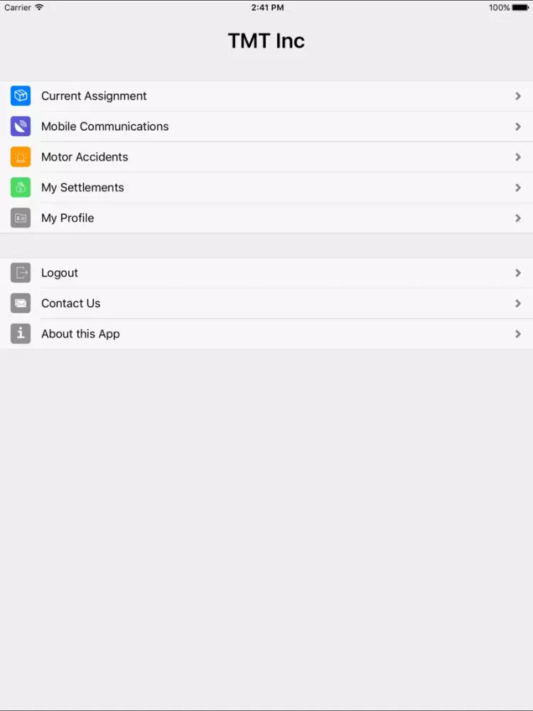 TMT Inc iPad  سکرین شاٹس