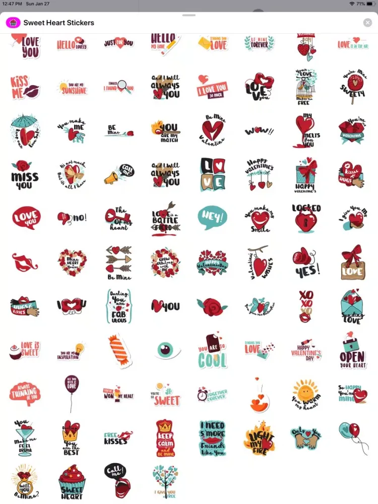 Sweet Heart Stickers Pack iPad 应用截图