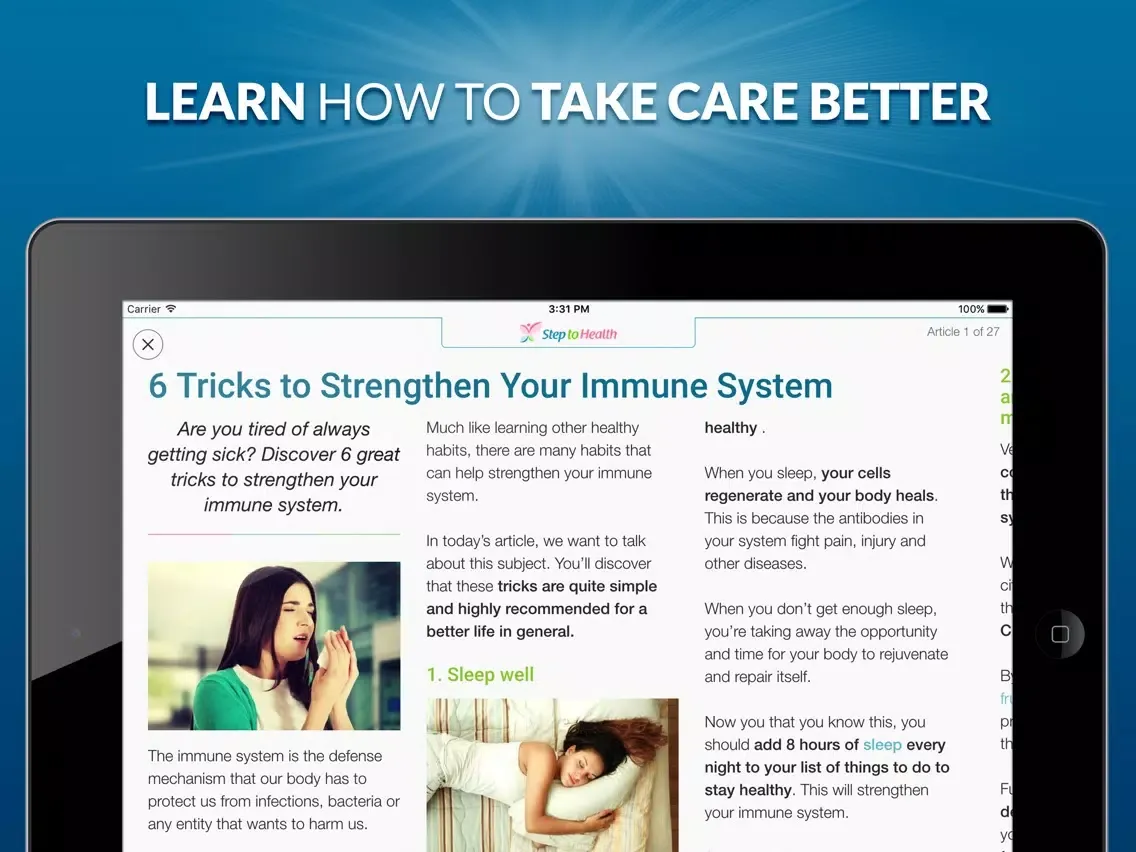 Step To Health - Good habits for your health iPad  스크린샷