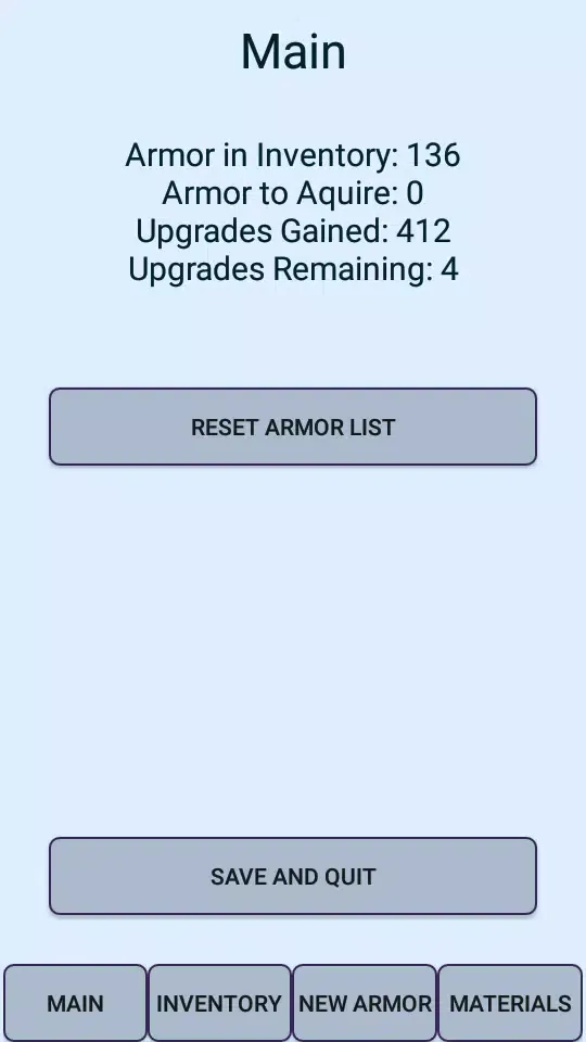 Capturas de tela do Armor Checklist