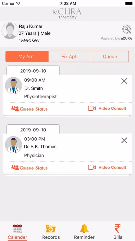 Tangkapan layar mCURA: 1MedKey