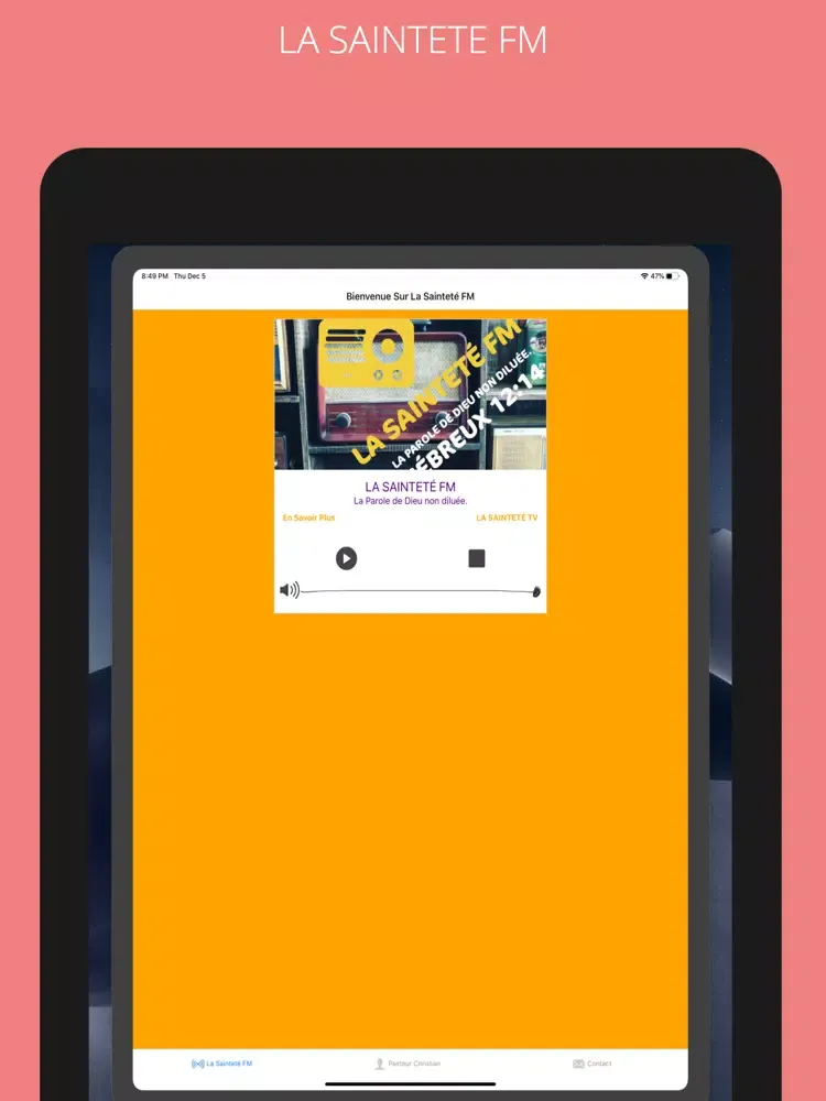 La Sainteté FM iPad  Screenshots