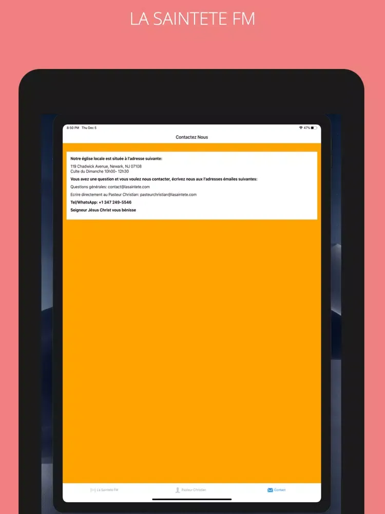 La Sainteté FM iPad  Screenshots