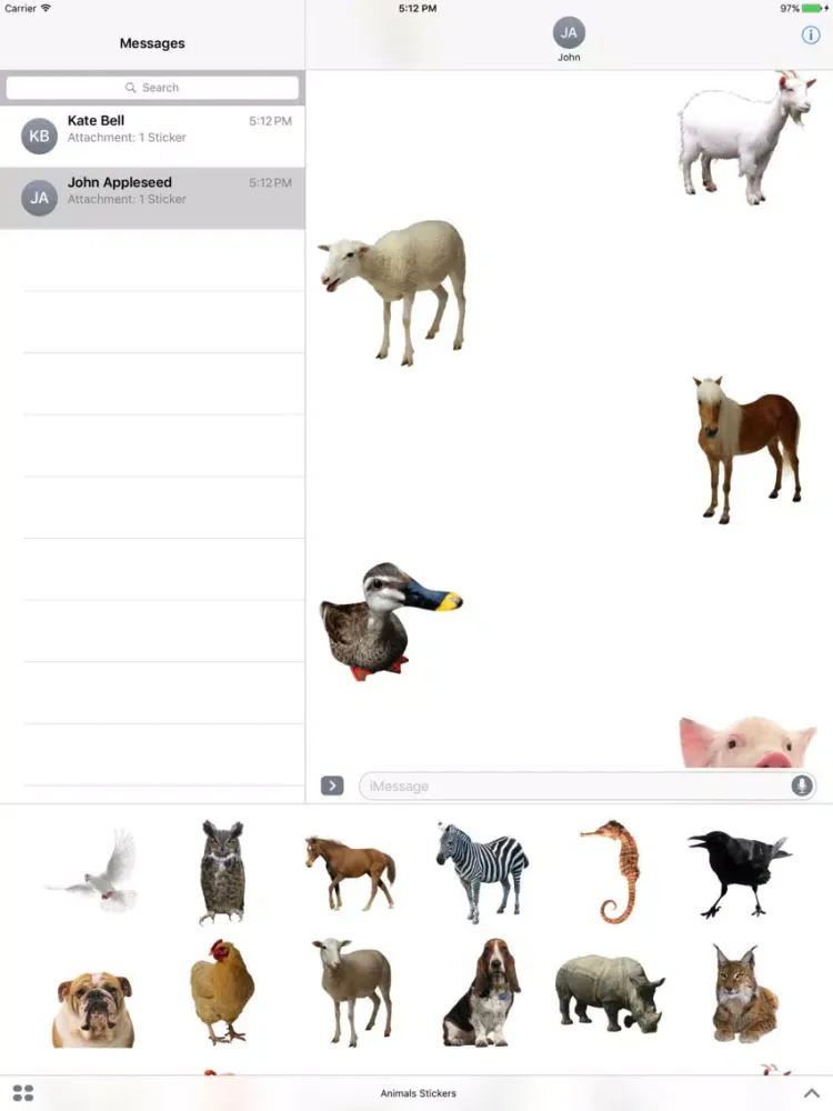 تصاویر Fun Animals Stickers! iPad 