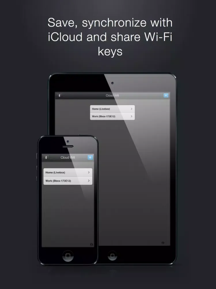 Cloud Wifi : save, sync with iCloud and share wifi keys by email, iMessage and bluetooth iPad 應用截圖