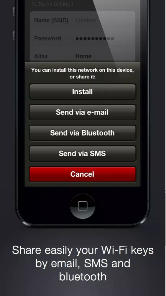 Cloud Wifi : save, sync with iCloud and share wifi keys by email, iMessage and bluetooth應用截圖