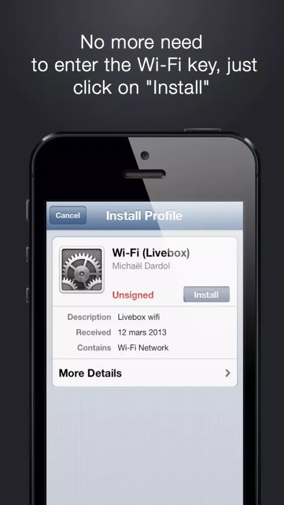 Cloud Wifi : save, sync with iCloud and share wifi keys by email, iMessage and bluetooth應用截圖