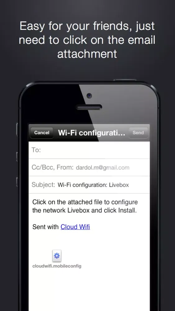 Cloud Wifi : save, sync with iCloud and share wifi keys by email, iMessage and bluetooth應用截圖