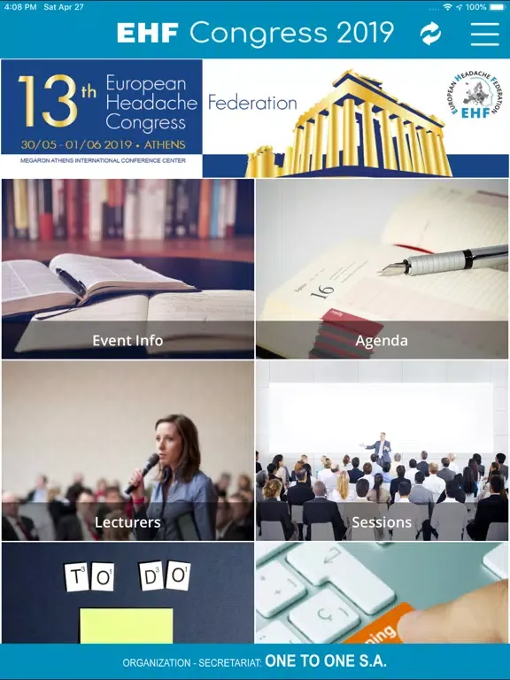 Capturas de tela do EHF Congress 2019 iPad 