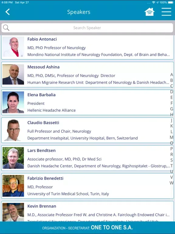 Capturas de tela do EHF Congress 2019 iPad 
