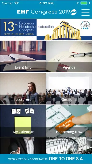 Capturas de tela do EHF Congress 2019