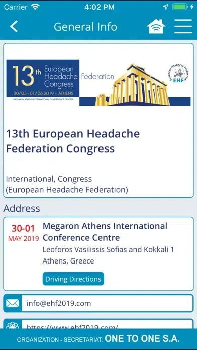 Capturas de tela do EHF Congress 2019