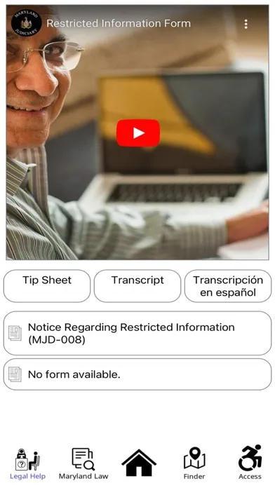 Maryland Court Help Screenshots