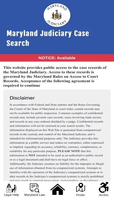 Maryland Court Help Screenshots