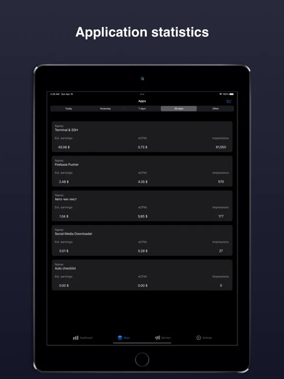 ภาพหน้าจอของ Ad Stat iPad 