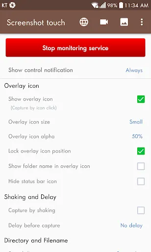 Screenshot touch Screenshots
