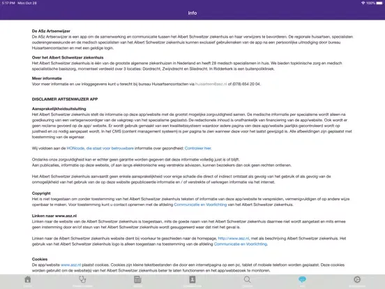 Ảnh chụp màn hình của ASZ Artsenwijzer iPad 