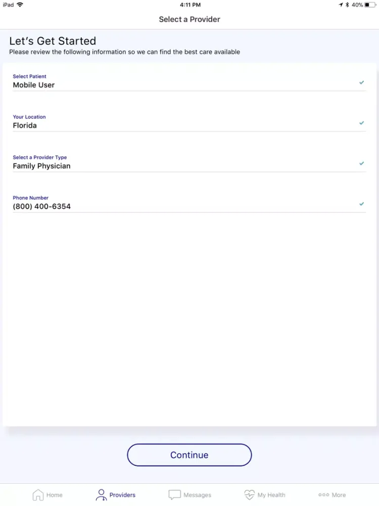Ảnh chụp màn hình của Atlantic Health Virtual Visit iPad 