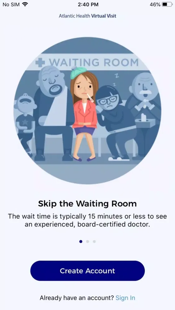 Ảnh chụp màn hình của Atlantic Health Virtual Visit