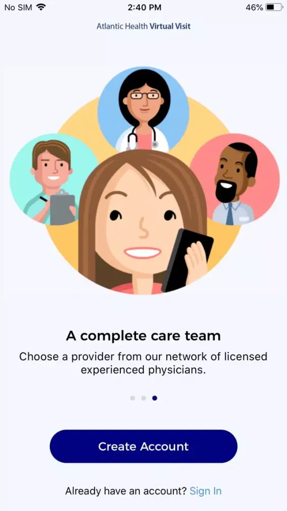 Ảnh chụp màn hình của Atlantic Health Virtual Visit
