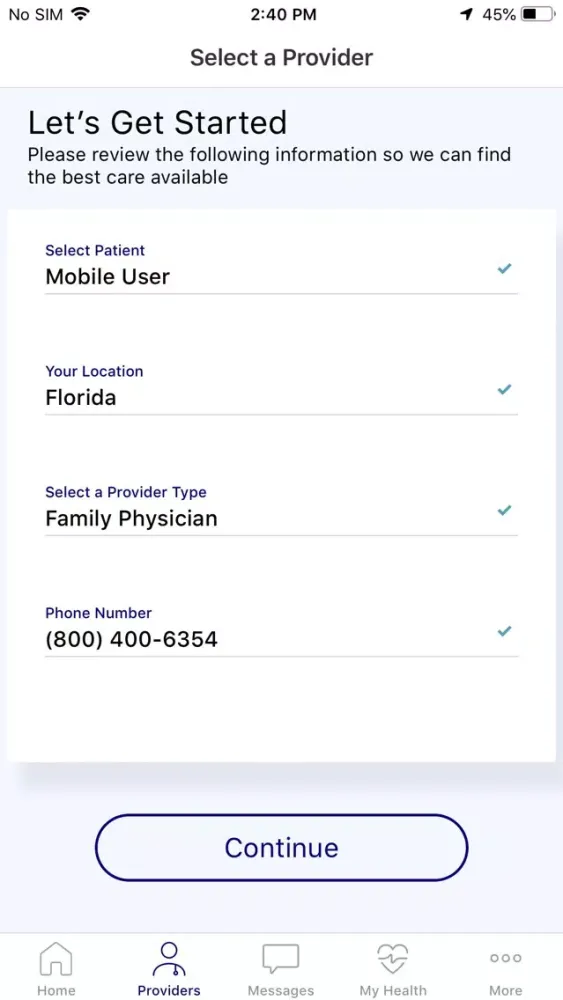 Ảnh chụp màn hình của Atlantic Health Virtual Visit