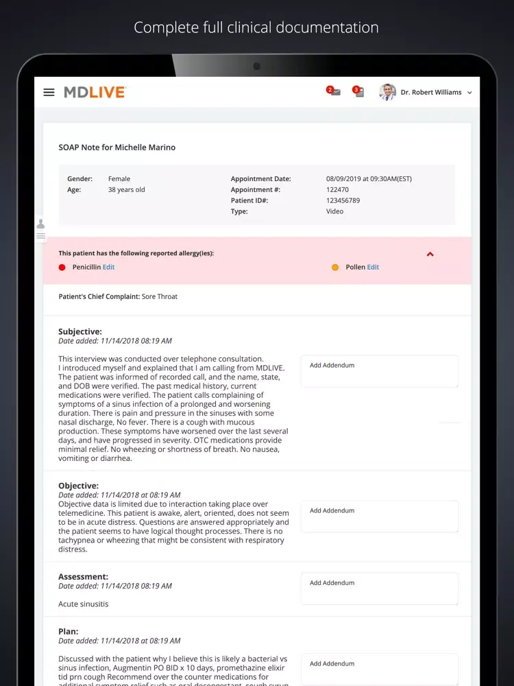 MDLIVE for Providers iPad  스크린샷
