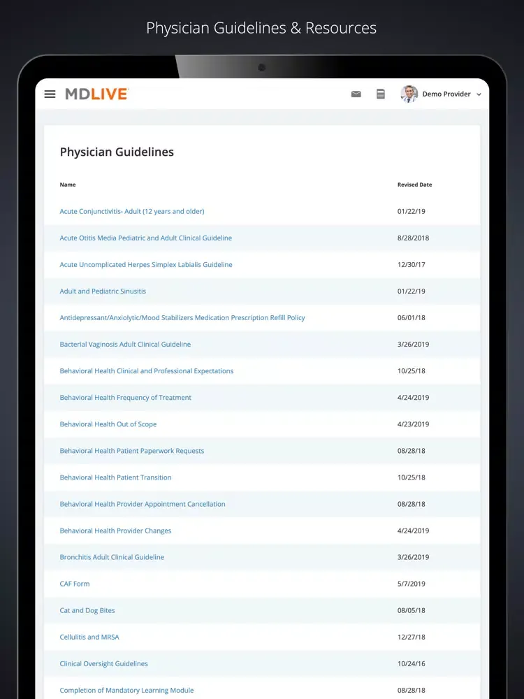 MDLIVE for Providers iPad  스크린샷